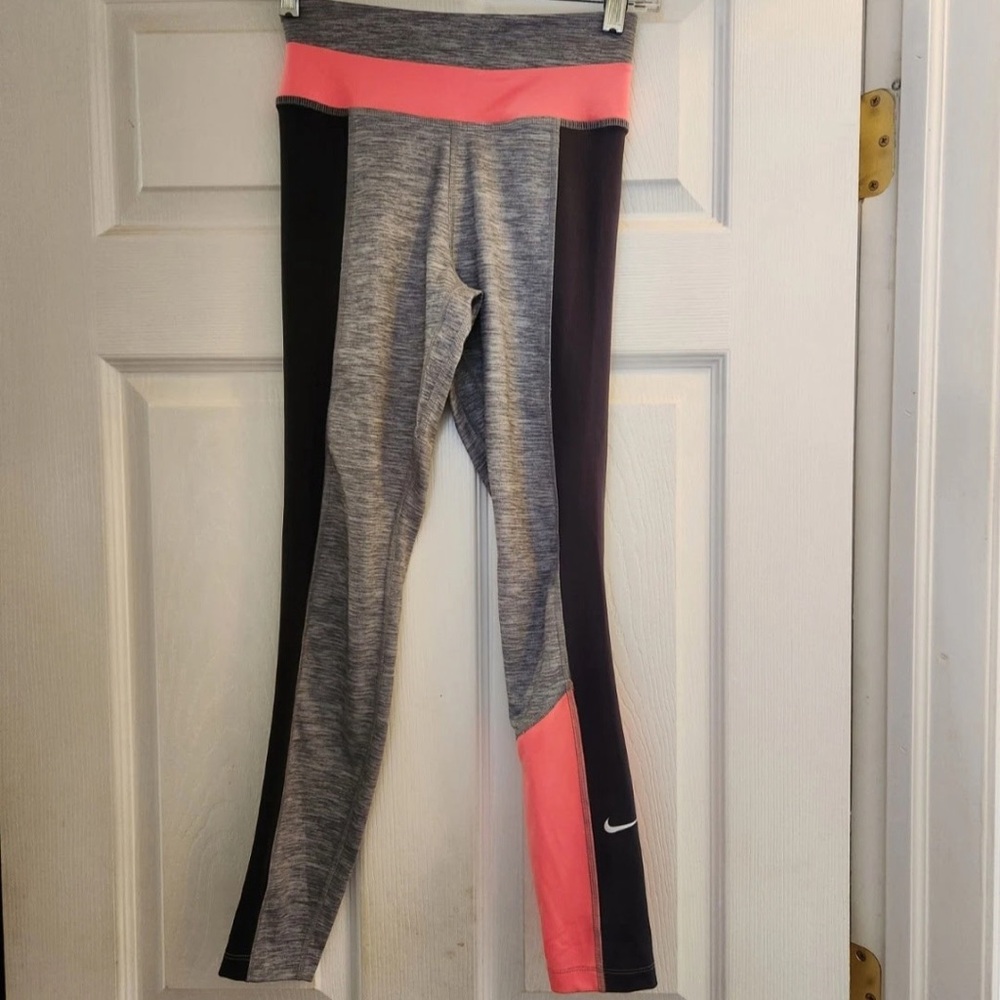 NIKE Dri-Fit Leggings Gray Black Peach Purple Colorblock Girls Youth XS
